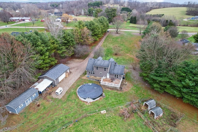 aerial view with a rural view