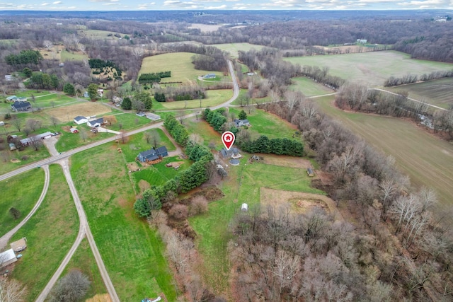 bird's eye view featuring a rural view