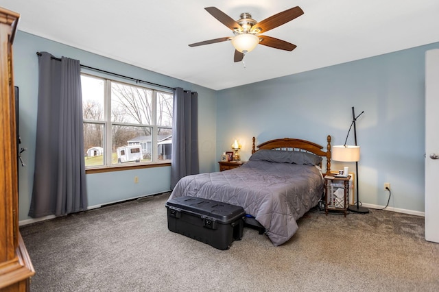 bedroom with carpet and ceiling fan