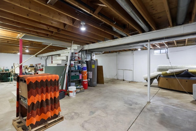 basement with gas water heater