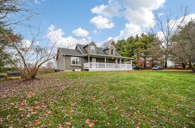 view of front of property with a front lawn and a porch