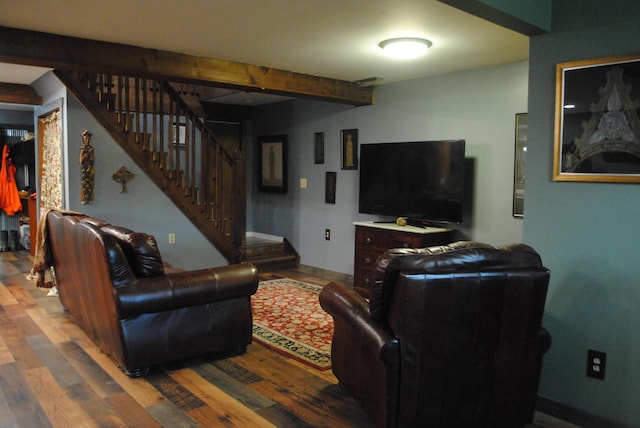 living room with hardwood / wood-style floors