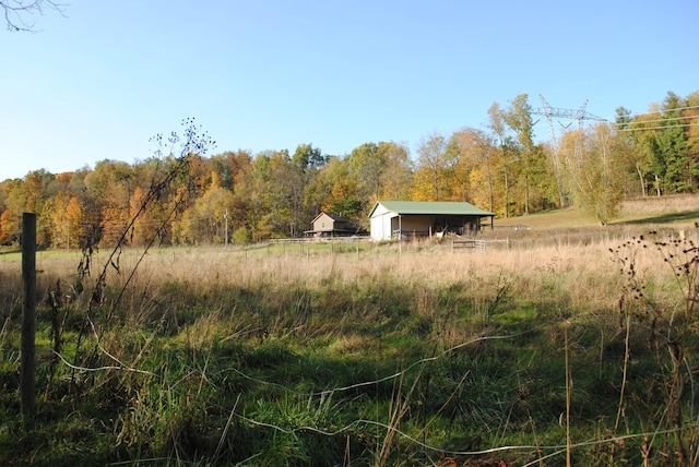 view of yard with a rural view