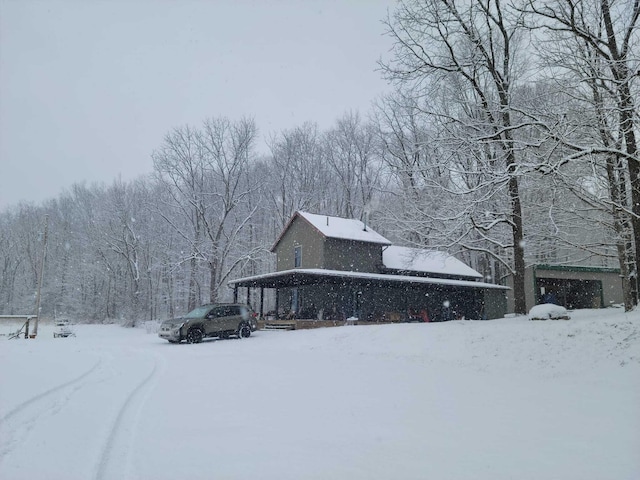 view of snow covered exterior