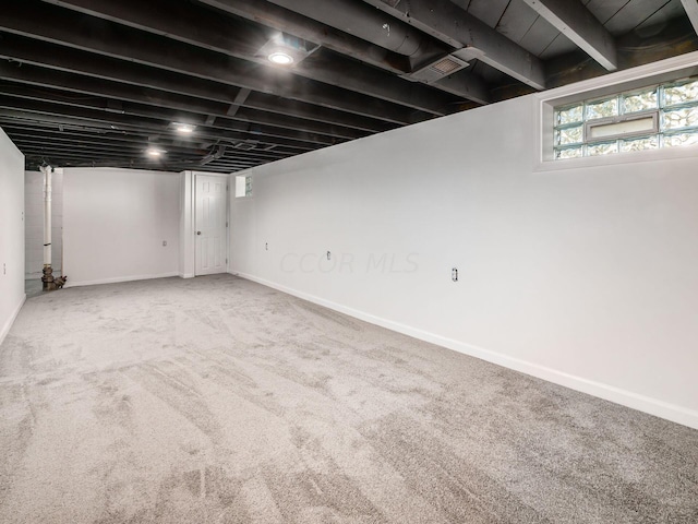 basement with carpet