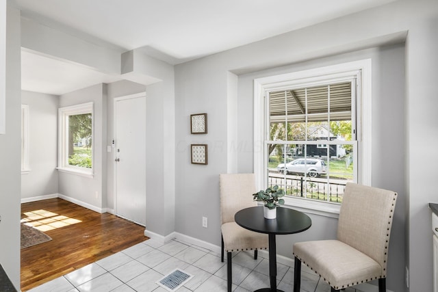 interior space with light hardwood / wood-style flooring