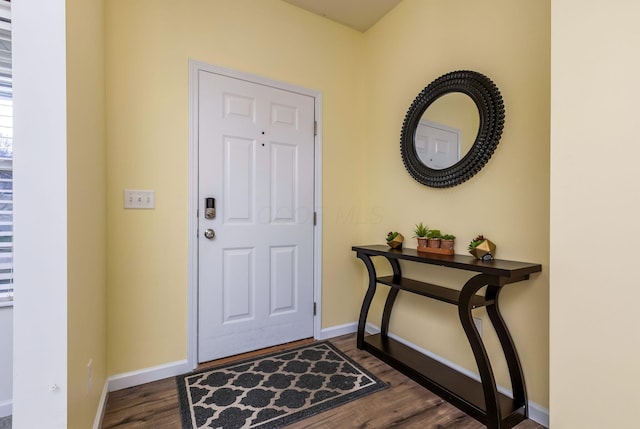 foyer entrance with dark hardwood / wood-style flooring