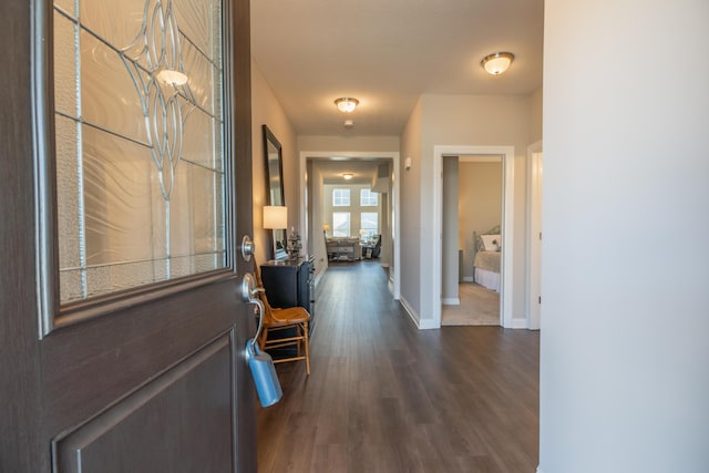 11996 Ficus Field Way, Plain City, OH 43064 - hallway featuring dark wood finished floors and baseboards