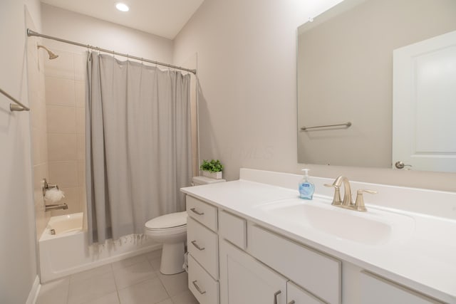 11996 Ficus Field Way, Plain City, OH 43064 - full bathroom featuring vanity, shower / bath combo, tile patterned flooring, and recessed lighting