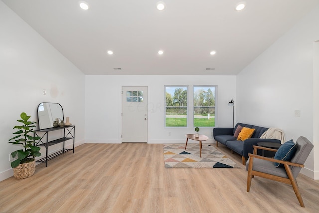 living room featuring light wood-type flooring