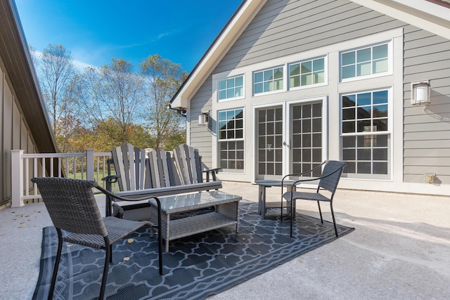 view of patio / terrace featuring french doors