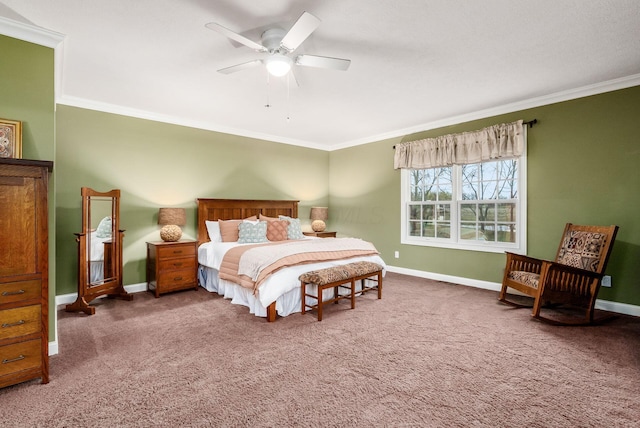 10492 Allen Rd, Pickerington, OH 43147 - bedroom featuring crown molding, carpet floors, and a ceiling fan