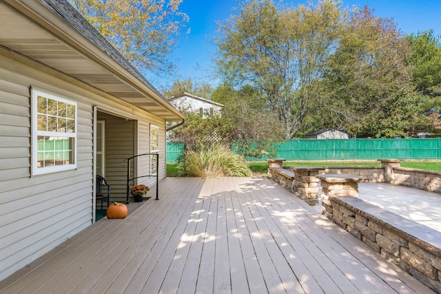 deck featuring a fenced backyard