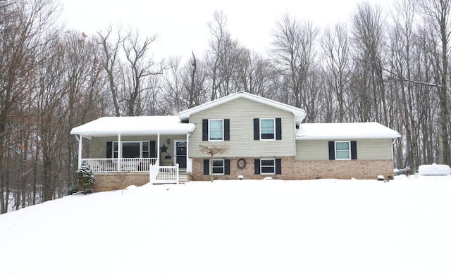 tri-level home with a porch