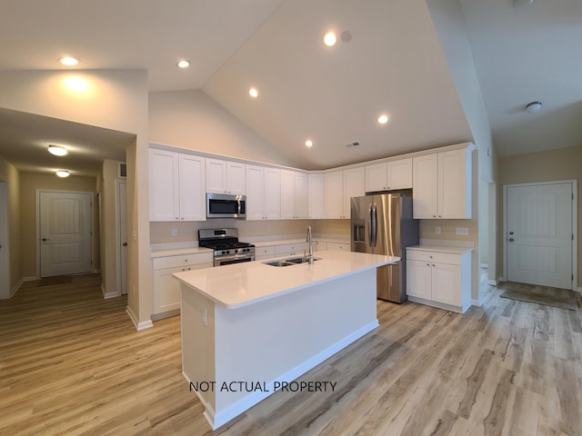 kitchen with sink, white cabinets, and stainless steel appliances