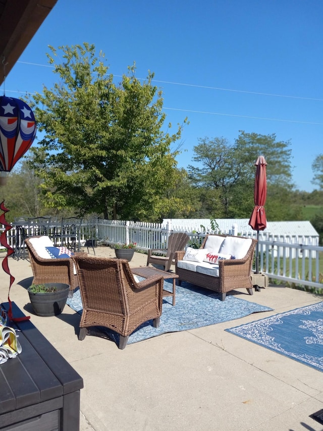 view of patio / terrace featuring an outdoor hangout area