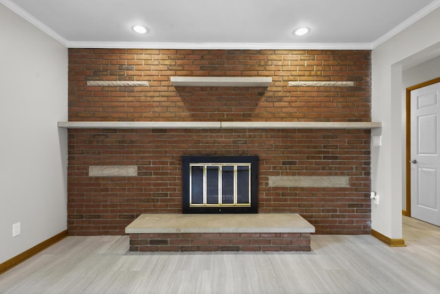 5608 Cardinal Dr, Orient, OH 43146 - detailed view of a fireplace, wood finished floors, and ornamental molding