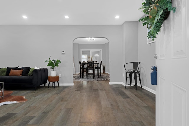 foyer with dark wood-type flooring