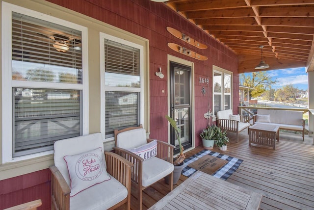 wooden terrace with covered porch