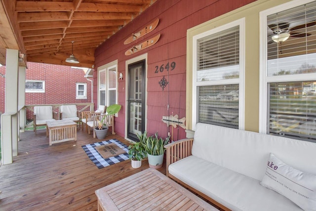 deck with covered porch