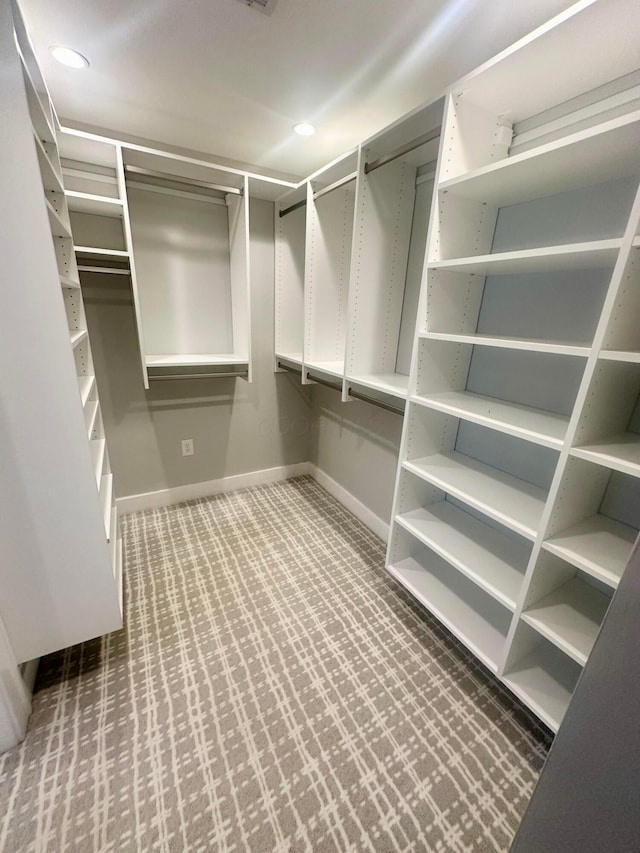 spacious closet with carpet