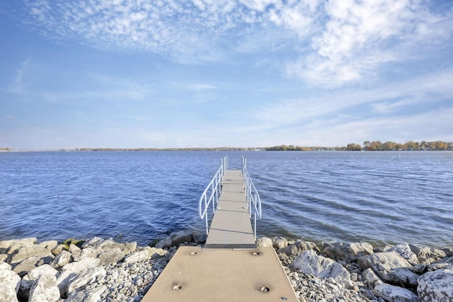 dock area with a water view