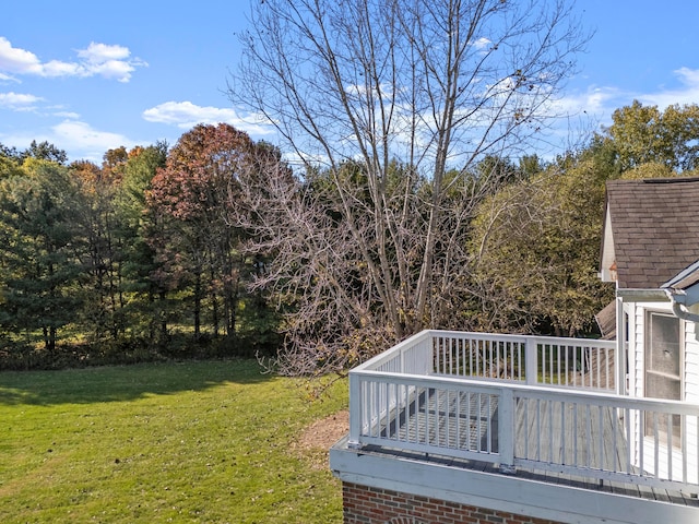 view of yard featuring a wooden deck