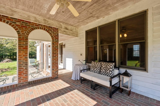 view of patio with ceiling fan