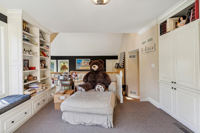 bedroom with light carpet