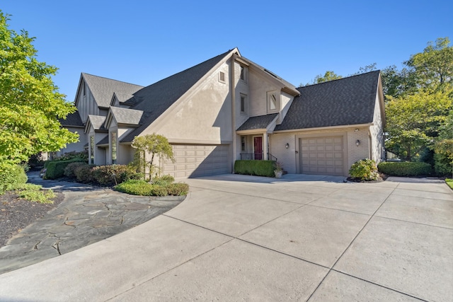 view of side of home with a garage