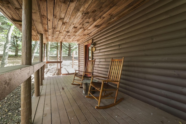 deck featuring a porch