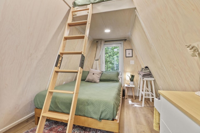 bedroom with light hardwood / wood-style flooring