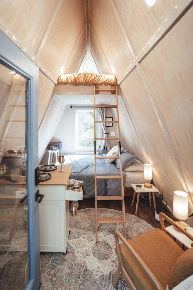 bedroom with vaulted ceiling