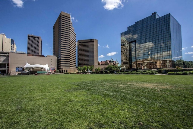 view of home's community featuring a lawn