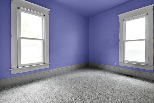 carpeted spare room with a wealth of natural light