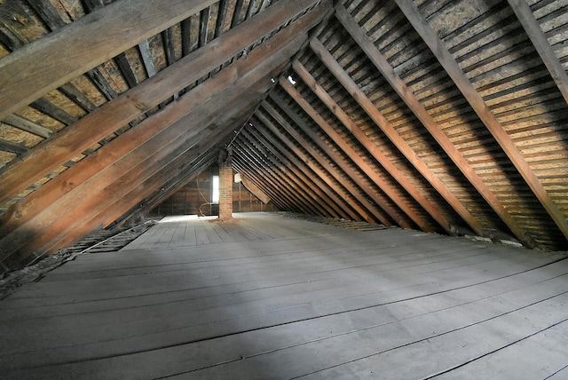 view of unfinished attic