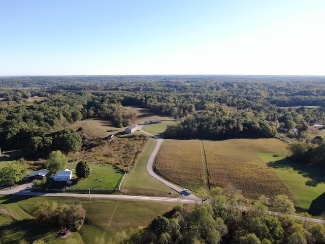 aerial view featuring a rural view