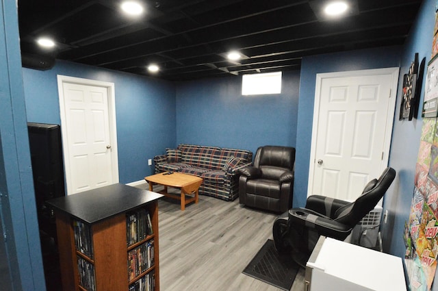 living room featuring light hardwood / wood-style flooring