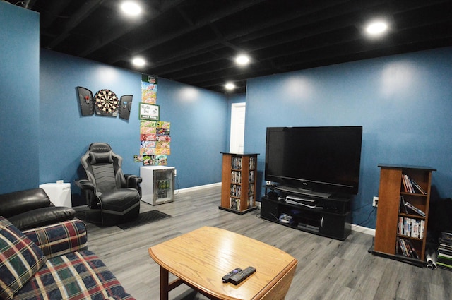 living room featuring wood-type flooring