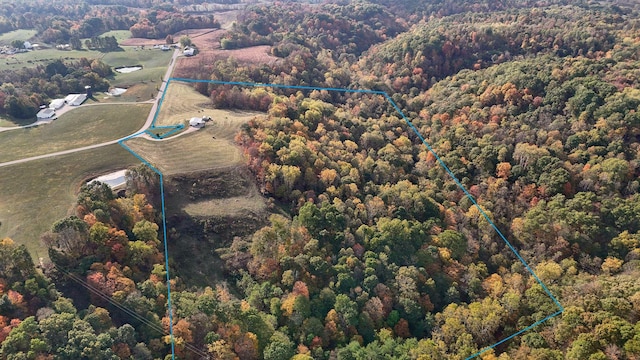 birds eye view of property with a view of trees