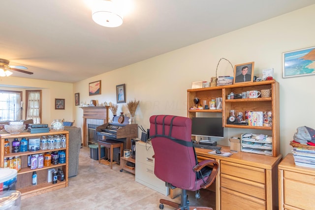 home office with ceiling fan