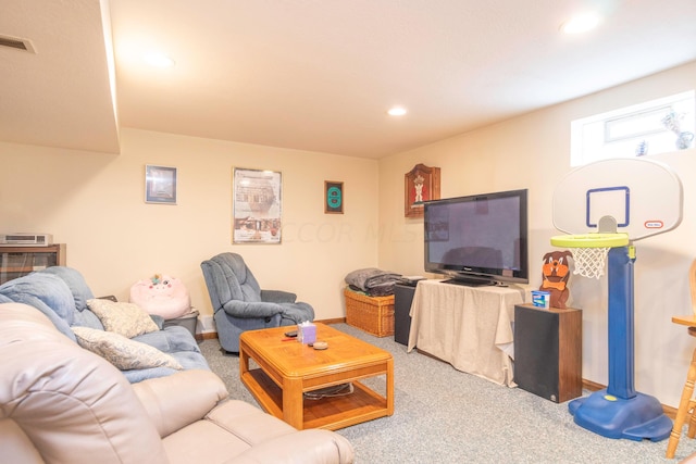 living room with carpet floors