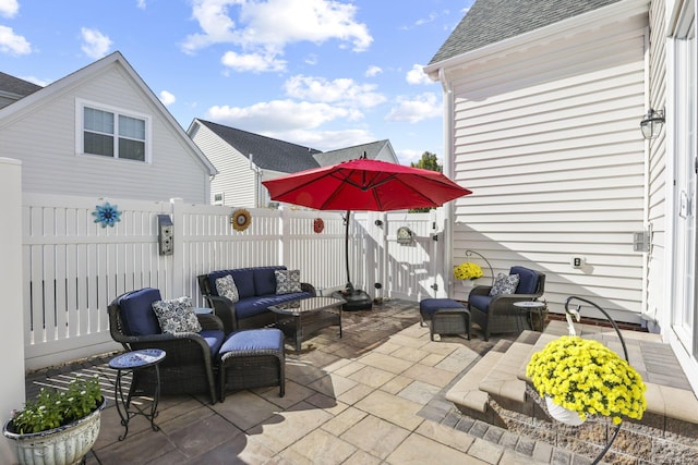 view of patio / terrace featuring an outdoor living space