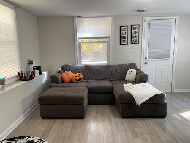 living room featuring light hardwood / wood-style flooring