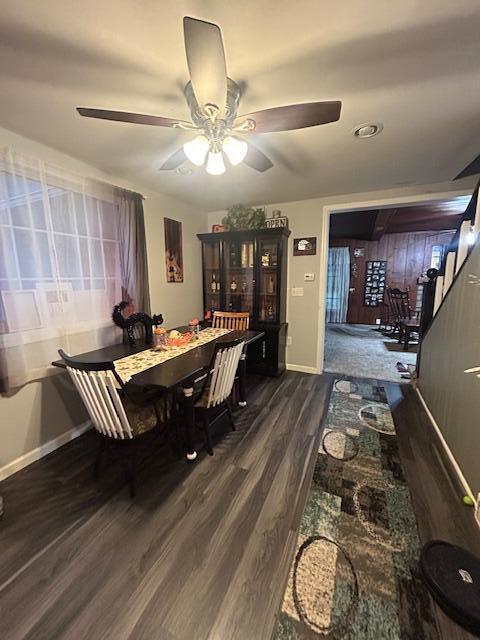 3483 State Route 257, Ostrander, OH 43061 - dining room with ceiling fan and dark hardwood / wood-style floors