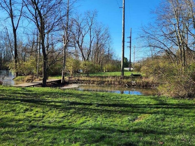 view of yard with a water view