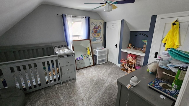 3483 State Route 257, Ostrander, OH 43061 - bedroom with ceiling fan, a nursery area, and lofted ceiling