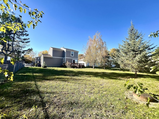 view of yard featuring a deck