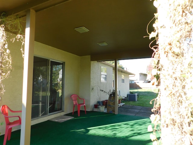 view of patio featuring central air condition unit