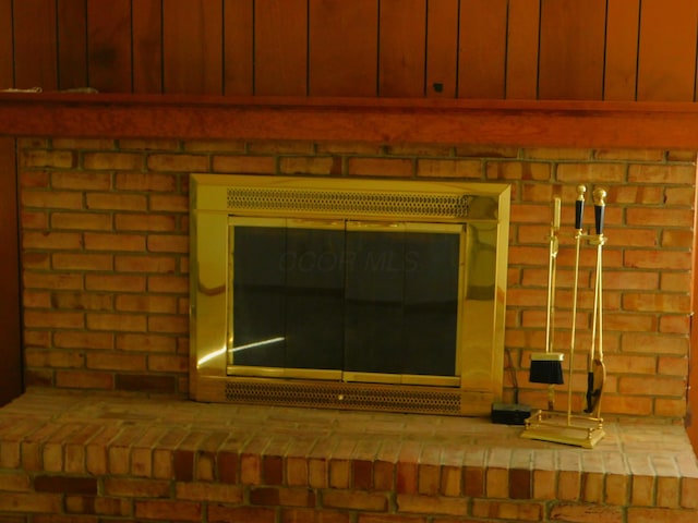 interior details featuring wooden walls